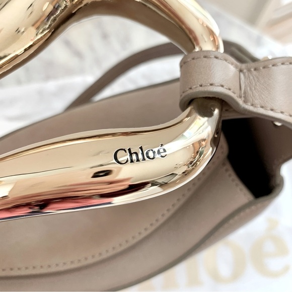 Chloe Kiss Bag in Motty Grey / Taupe with Gold Sculptural Hardware Small Bag - Picture 2 of 16